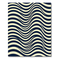 Bold Navy and Cream Wavy Abstract Rug