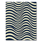 Bold Navy and Cream Wavy Abstract Rug