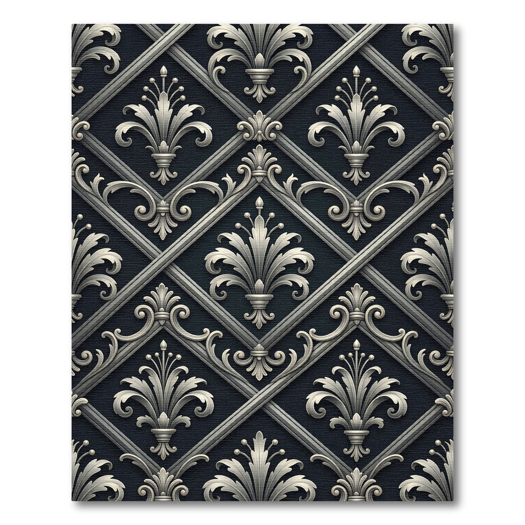 Ornate Silver Quatrefoil Lattice Rug