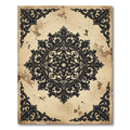 Vintage Charcoal Scrollwork Damask Medallion Rug