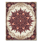 Intricate Terracotta Floral Mandala Medallion Rug
