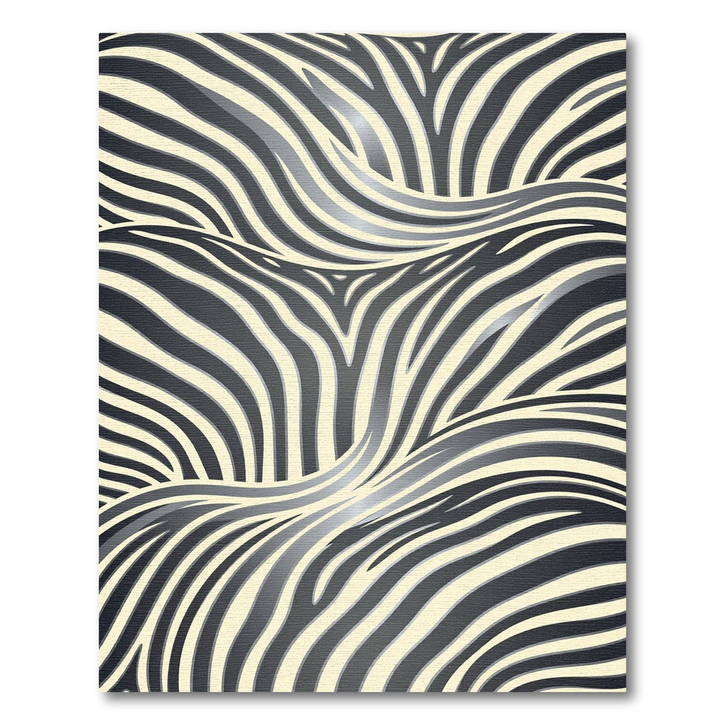 Modern Abstract Monochrome Wavy Zebra Rug