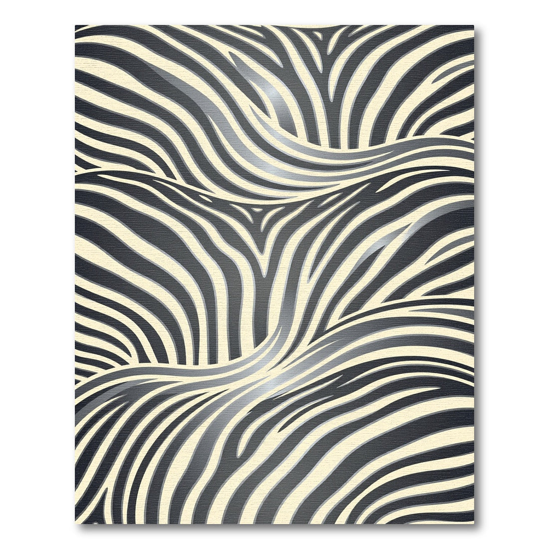 Modern Abstract Monochrome Wavy Zebra Rug