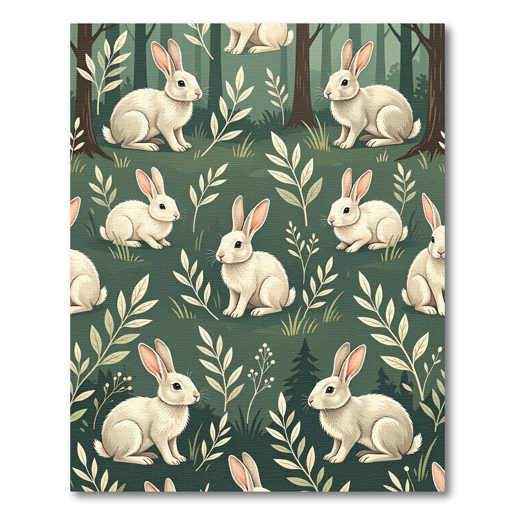 Whimsical Woodland Rabbit Forest Meadow Rug