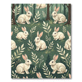 Whimsical Woodland Rabbit Forest Meadow Rug