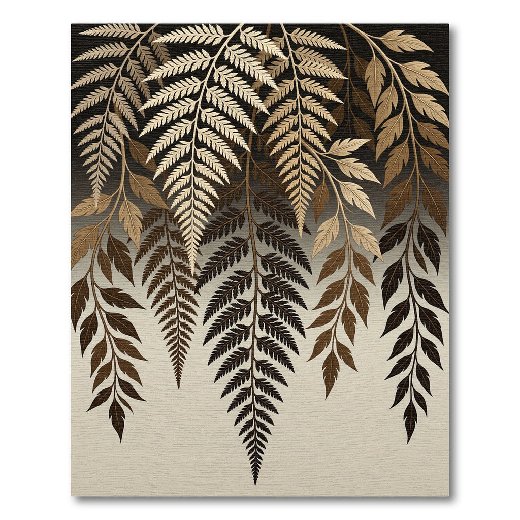 Earthy Fern Fronds Cascade Rug