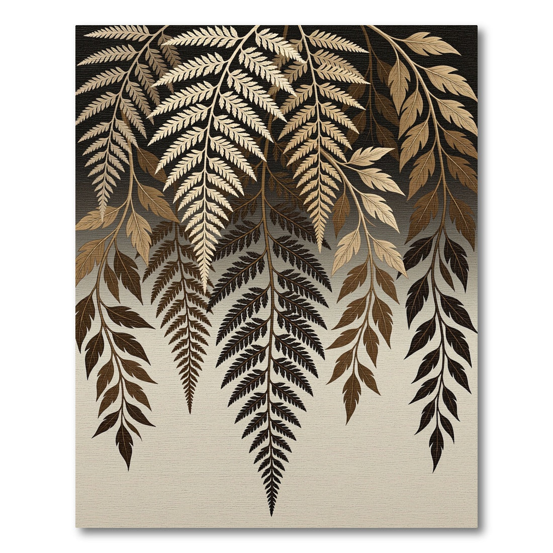 Earthy Fern Fronds Cascade Rug