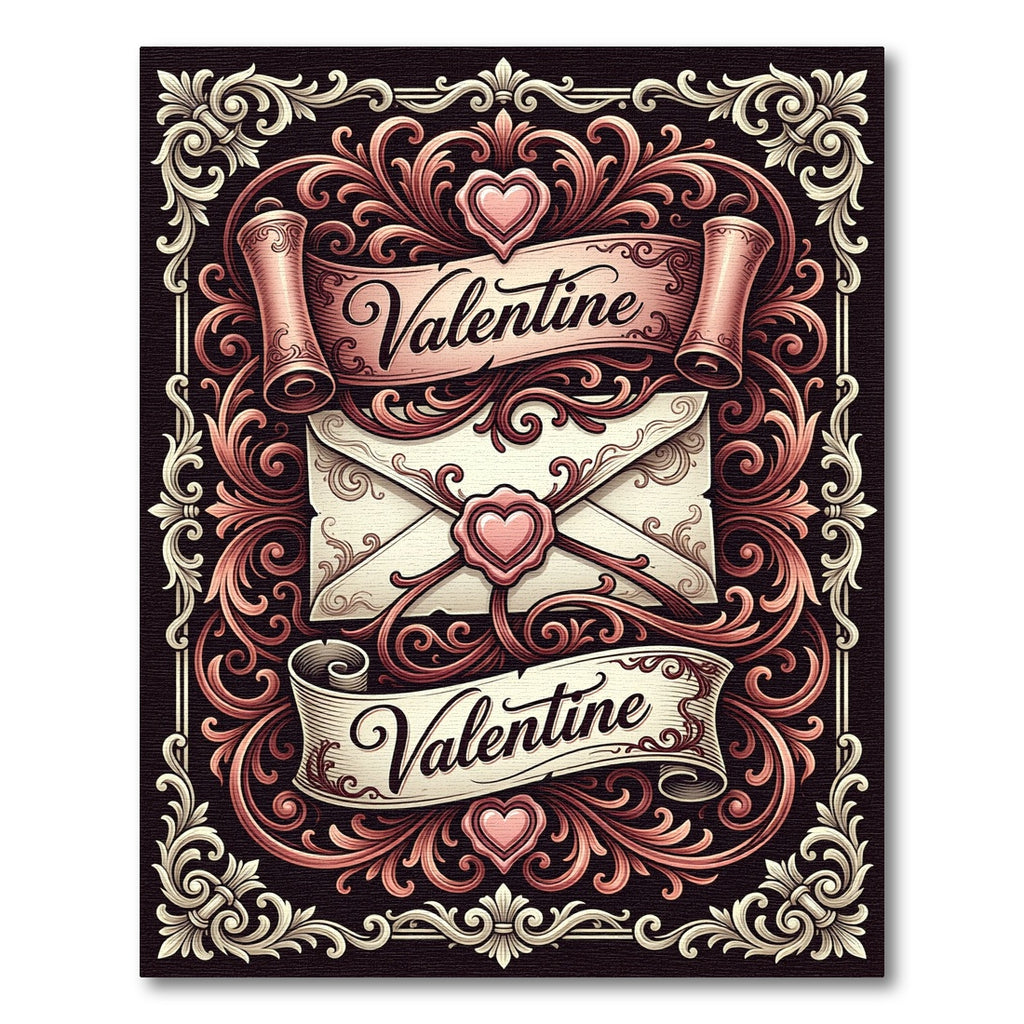 Victorian Valentine Heart Scroll Rug