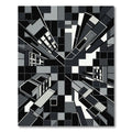 Monochrome Geometric Cityscape Abstract Art Rug