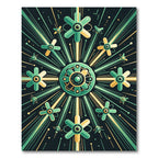 Geometric Starburst Teal Gold Medallion Rug