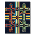 Vibrant Geometric Multicolored Radiant Cross Rug