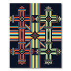 Vibrant Geometric Multicolored Radiant Cross Rug