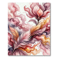 Ethereal Pink Feathers and Floral Composition Rug