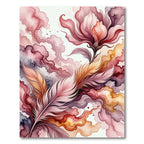 Ethereal Pink Feathers and Floral Composition Rug