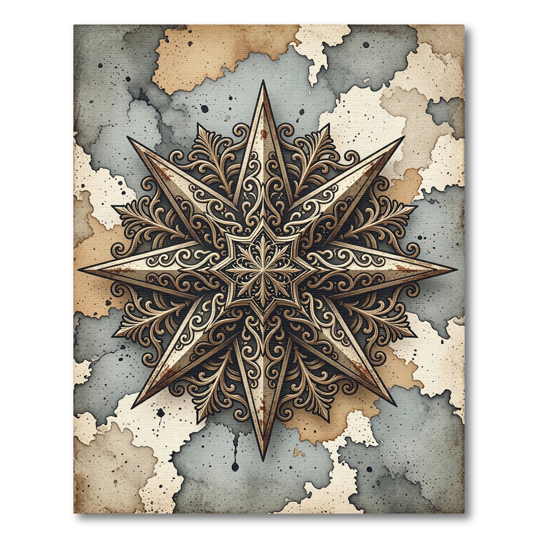 Vintage Bronze Star Medallion Rug
