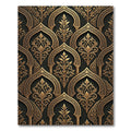 Ornate Gold Arch Damask Black Rug
