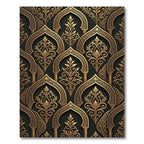 Ornate Gold Arch Damask Black Rug