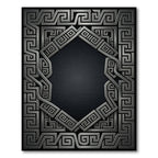 Silver Greek Key Geometric Frame Rug