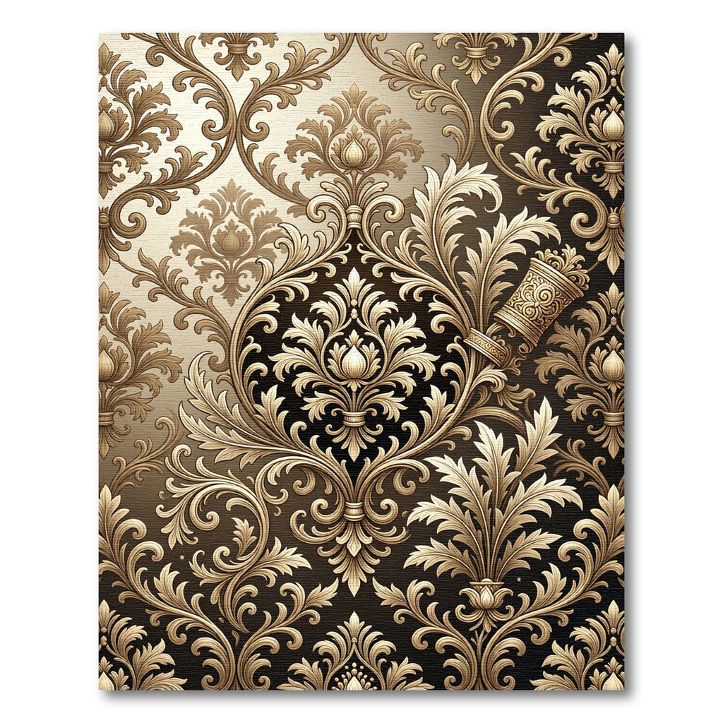 Gilded Baroque Floral Damask Rug