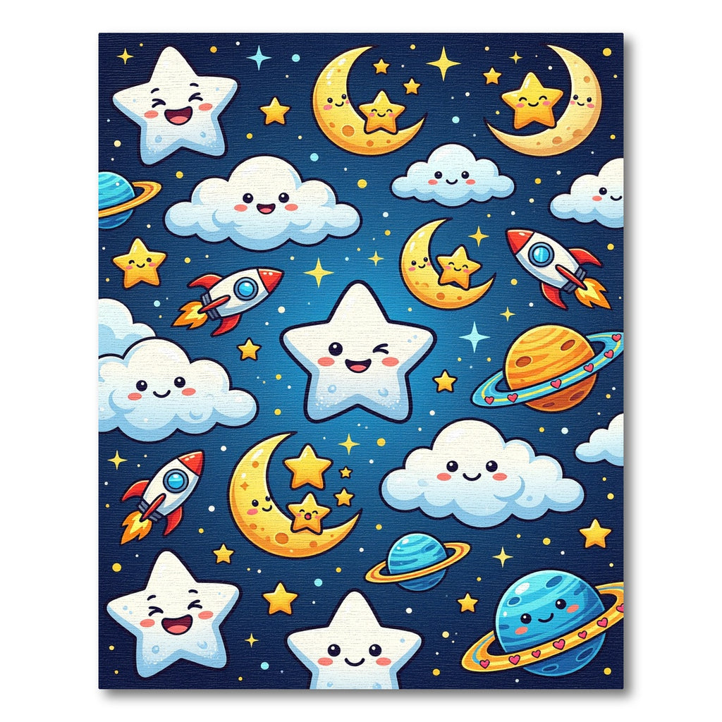 Whimsical Navy Cosmic Starry Sky Rug
