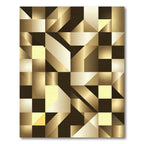 Golden Geometric Abstract Metallic Prism Rug