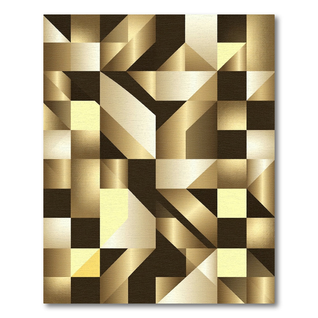 Golden Geometric Abstract Metallic Prism Rug