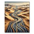Earthy Golden Winding Desert Road Rug