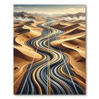 Earthy Golden Winding Desert Road Rug