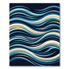 Abstract Navy and Golden Wave Fluid Rug