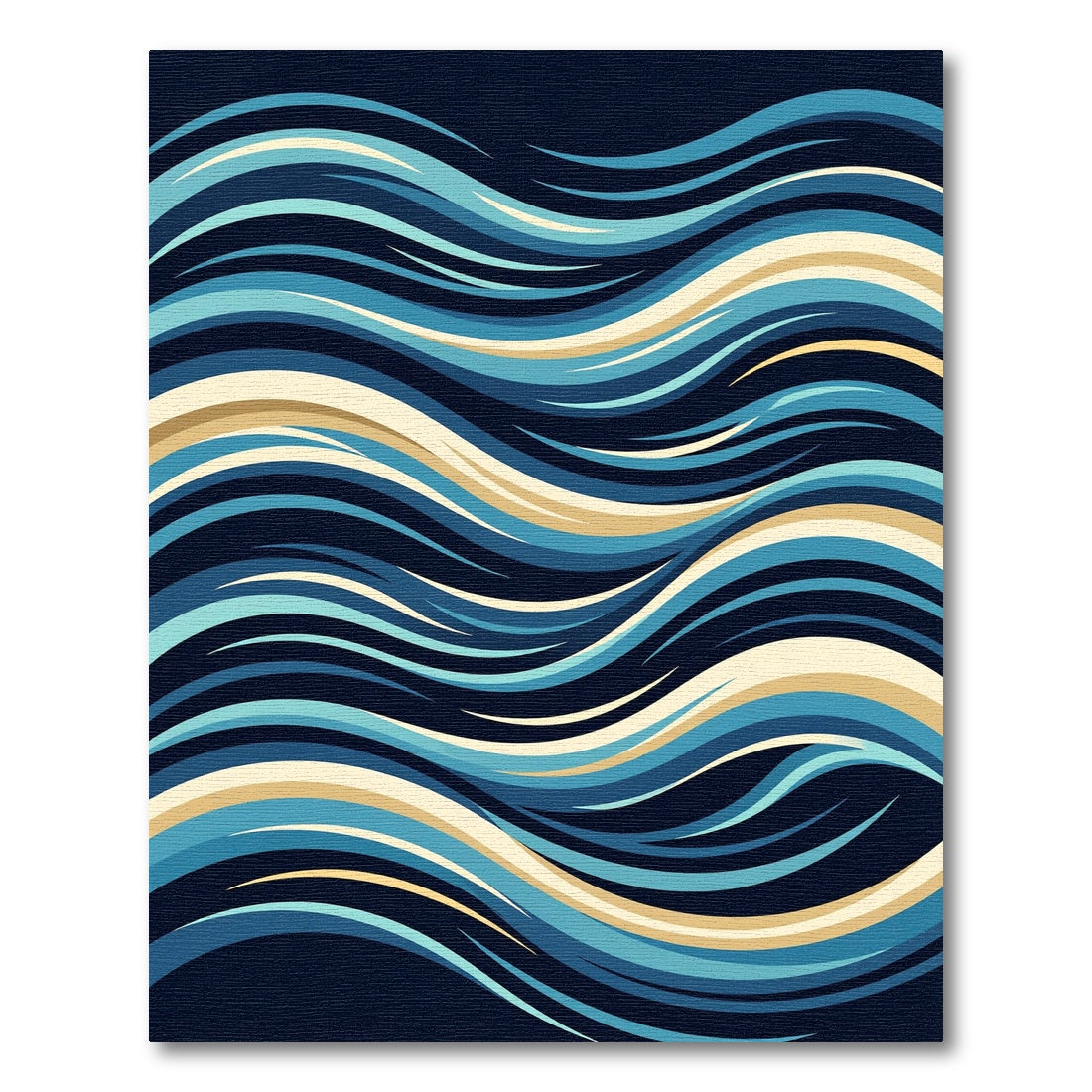 Abstract Navy and Golden Wave Fluid Rug