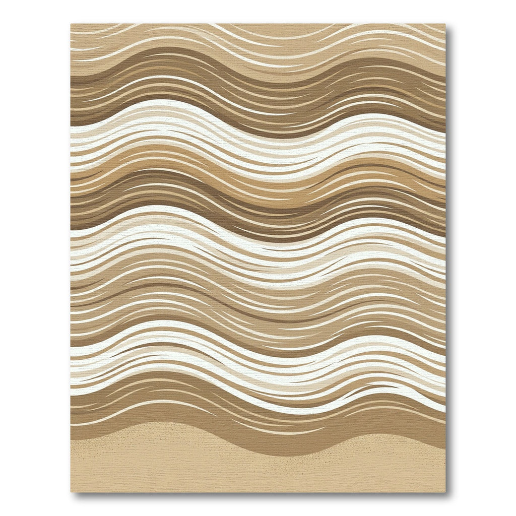 Neutral Earthy Wavy Sand Ripple Rug