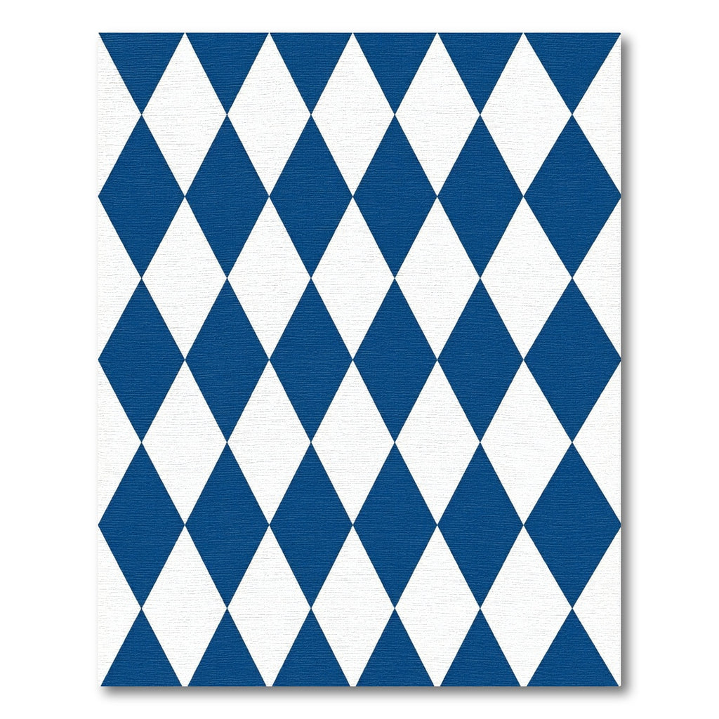 Classic Blue and White Diamond Harlequin Rug