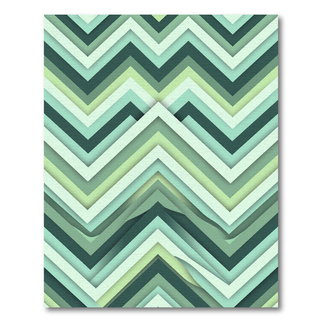 Aqua Chevron Layered Geometric Rug