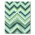 Aqua Chevron Layered Geometric Rug