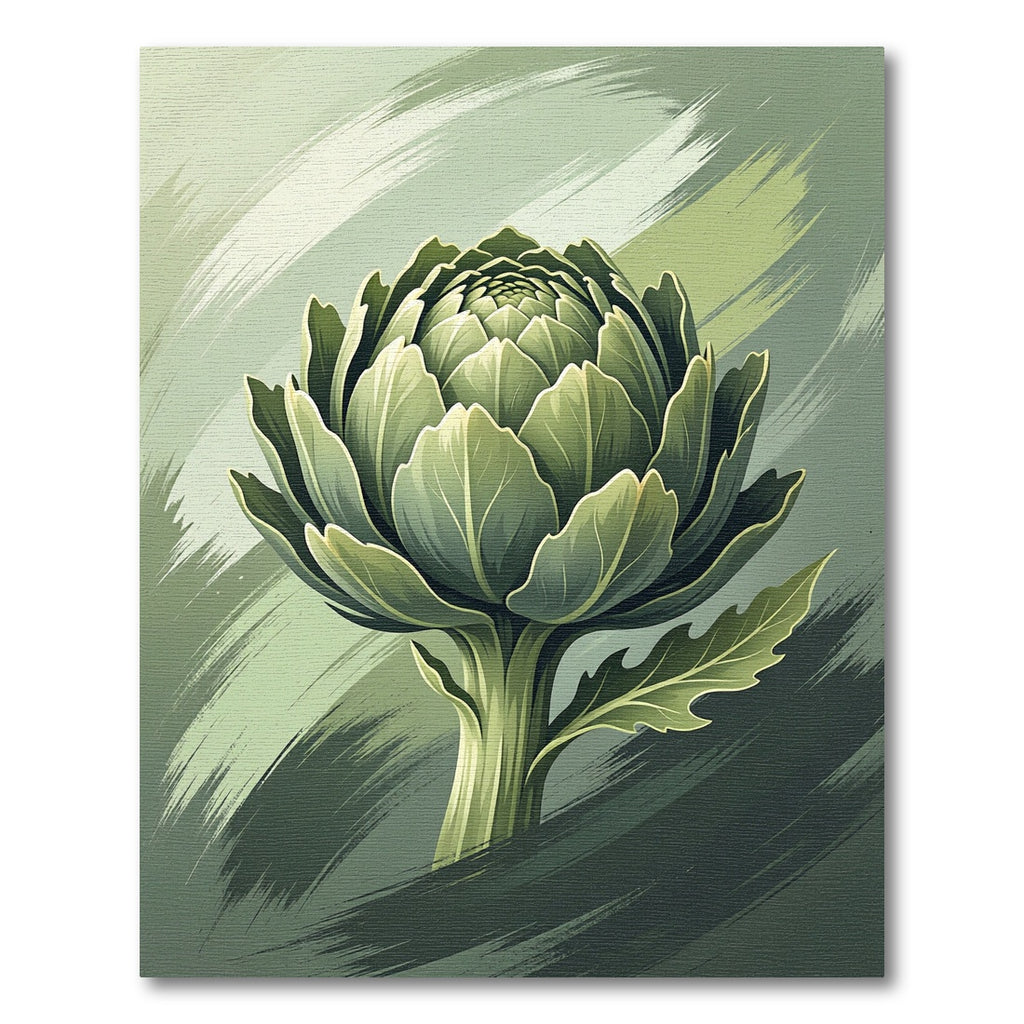 Earthy Green Artichoke Broad Brushstrokes Rug