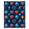 Vibrant Pixelated Neon Gamer Heart Rug