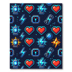 Vibrant Pixelated Neon Gamer Heart Rug
