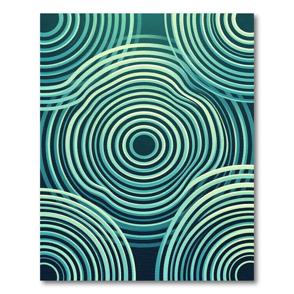 Teal Teal Rippling Concentric Circles Rug