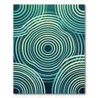 Teal Teal Rippling Concentric Circles Rug