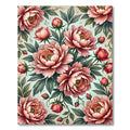 Elegant Pink Peony Botanical Arrangement Rug