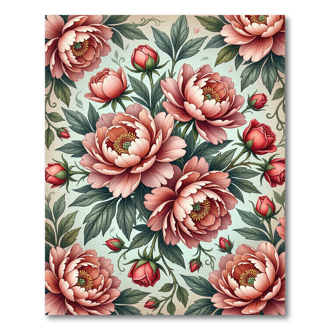 Elegant Pink Peony Botanical Arrangement Rug