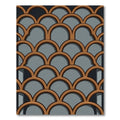 Geometric Copper Arches on Slate Gray Rug