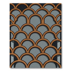 Geometric Copper Arches on Slate Gray Rug