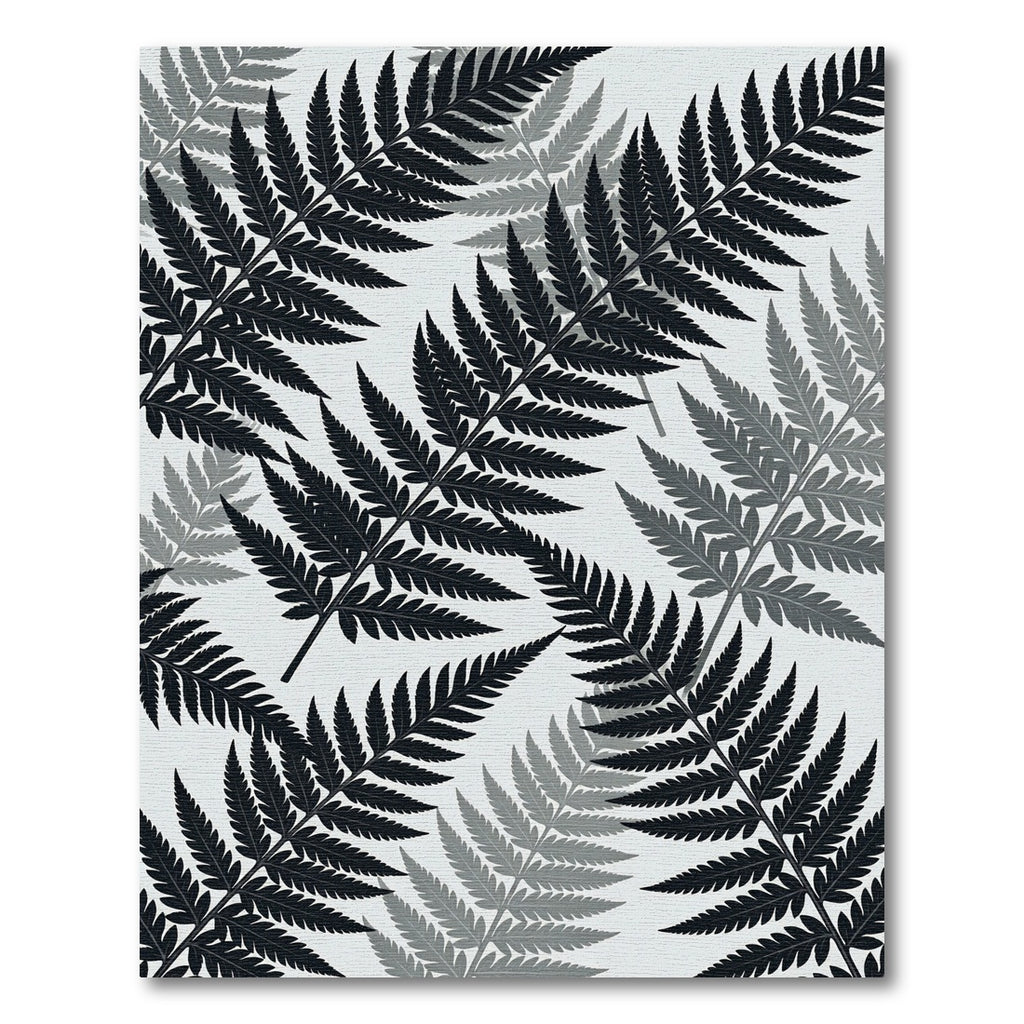 Monochromatic Charcoal Botanical Fern Leaf Rug