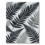 Monochromatic Charcoal Botanical Fern Leaf Rug