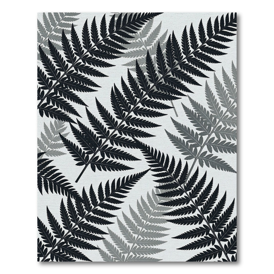 Monochromatic Charcoal Botanical Fern Leaf Rug