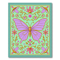 Lavender Butterfly Golden Floral Swirls Rug