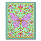 Lavender Butterfly Golden Floral Swirls Rug