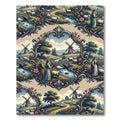 Pastoral Shepherdess Toile Floral Scroll Landscape Rug