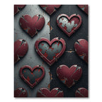 Cracked Hearts Red Metal Background Rug